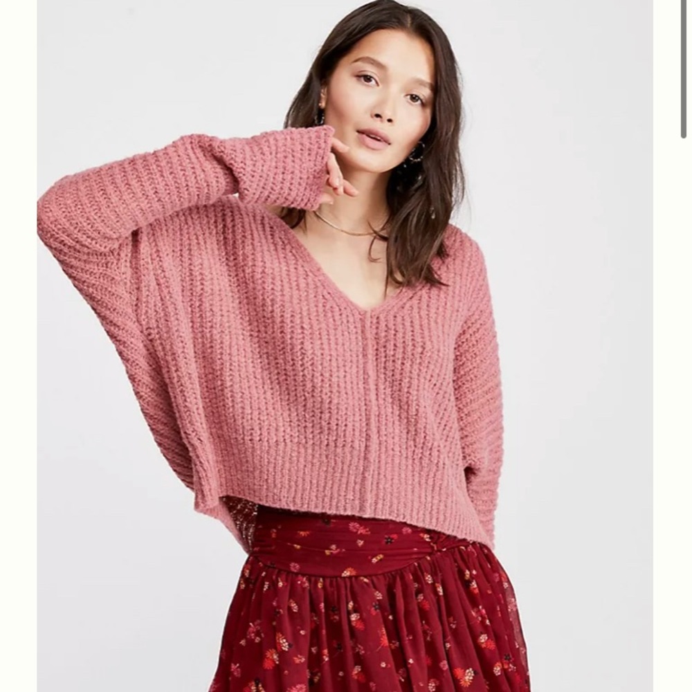 Free People Moonbeam Alpaca Hair Sweater Pink